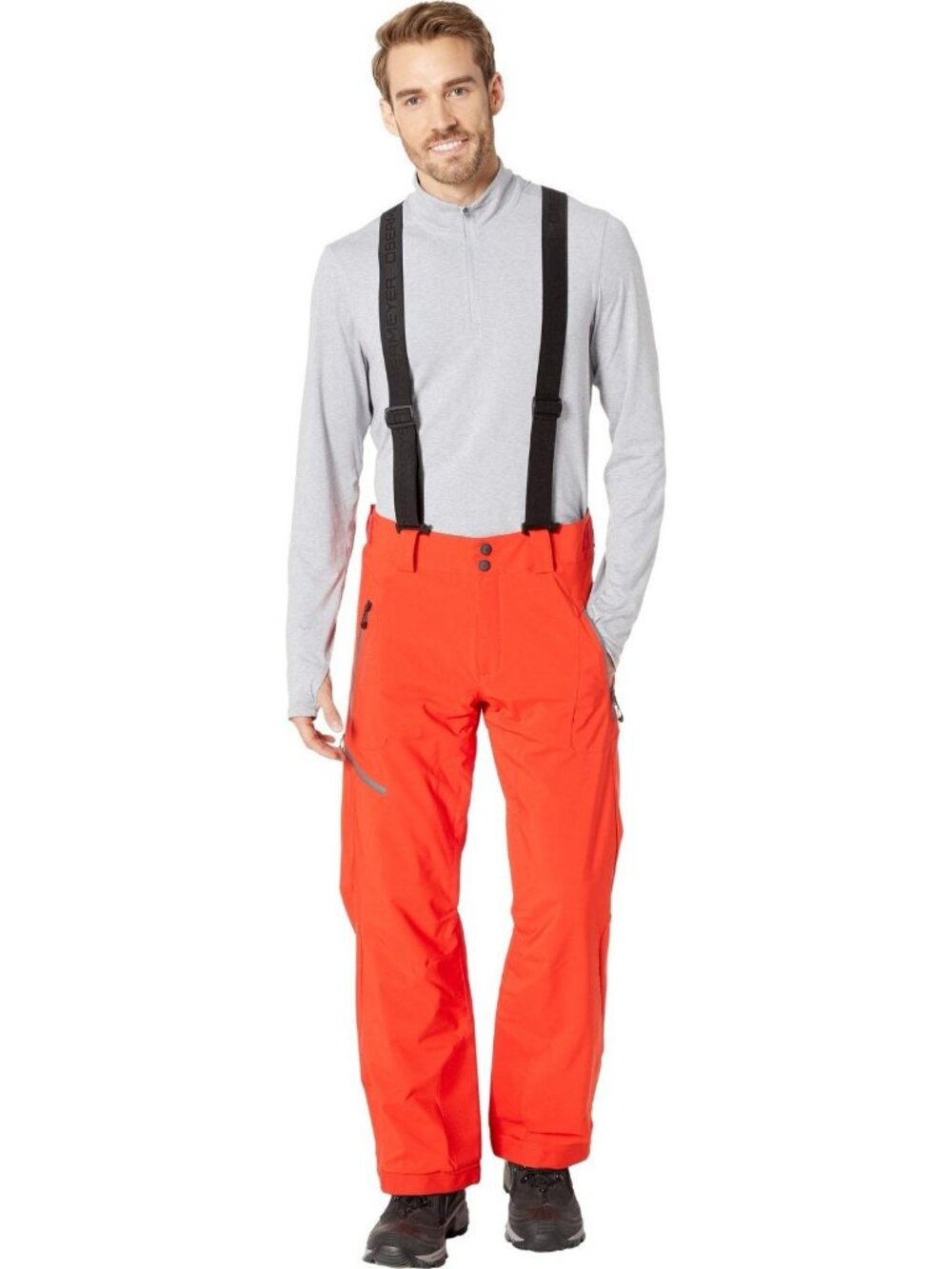 Men's Obermeyer Force Suspender Ski Pants, Removable Suspender, Red, XL Short